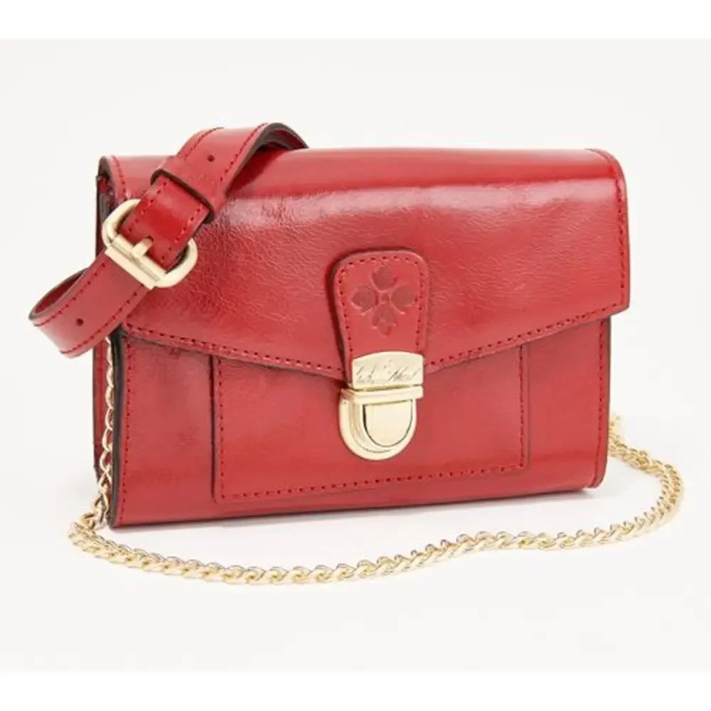 Patricia Nash Leather Bishop Belt Bag with Chain Strap Black